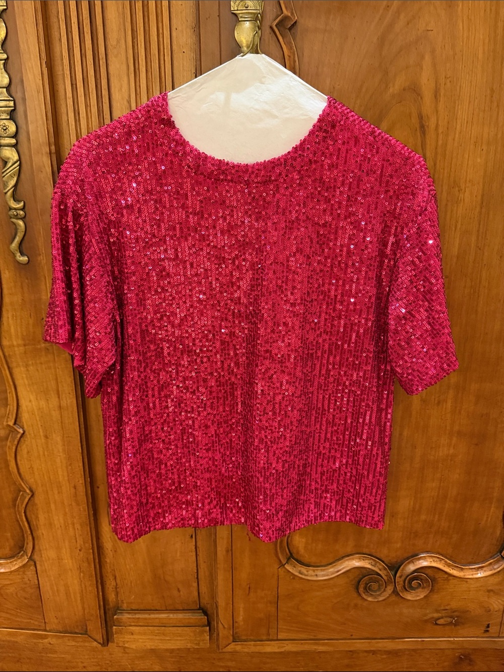 SAYLOR Fuchsia Sequin Short-Sleeve Top